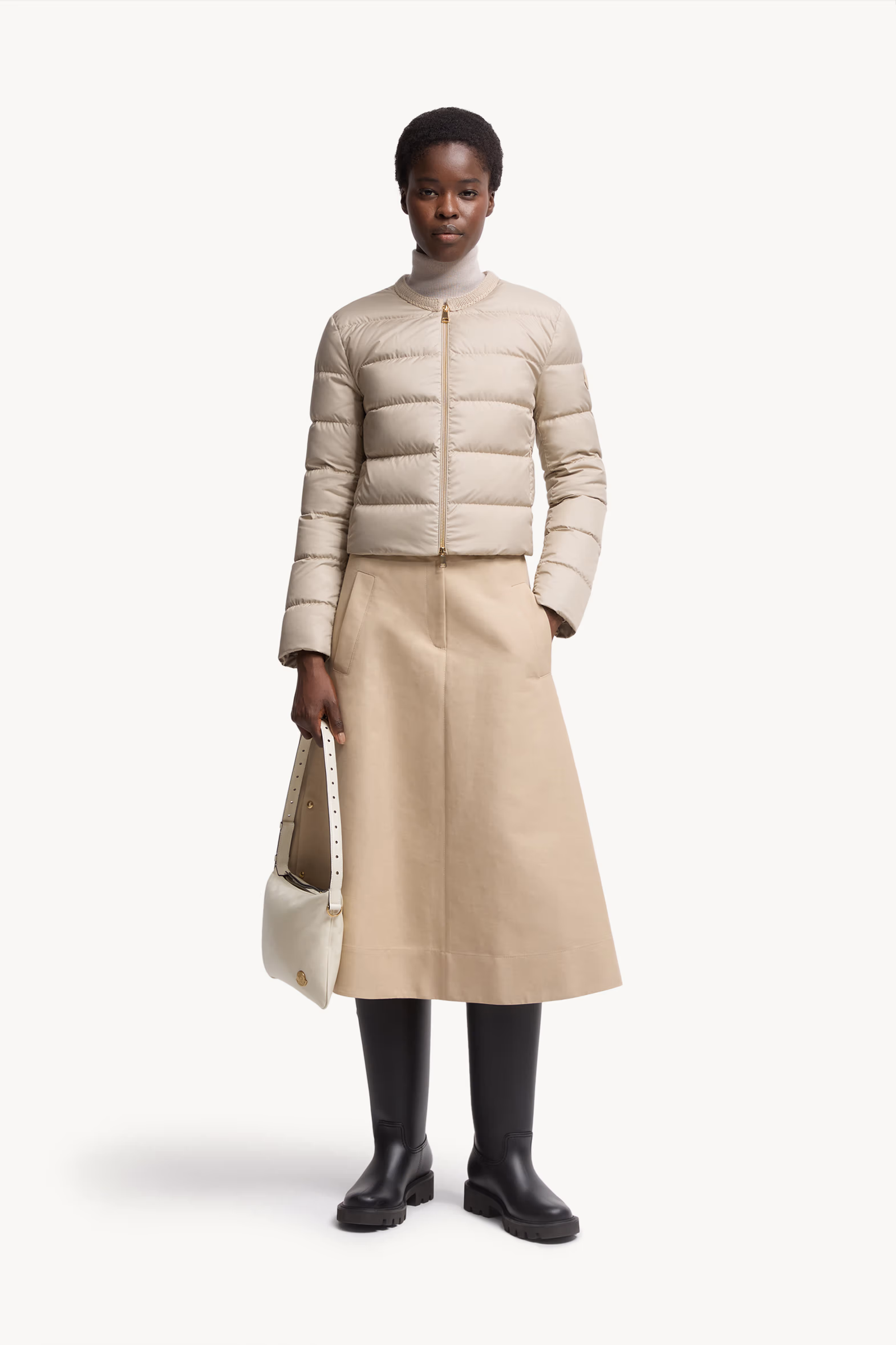 Mauvezin Wool-Trimmed Short Down Jacket Women Beige Moncler 0